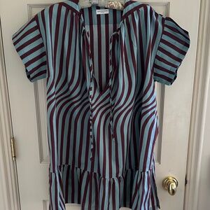 DRIES VAN NOTEN STRIPED COTTON TUNIC TOP/NWOT